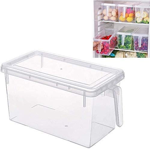 AIWANTO Refrigerator Take In Container, Household Kitchen Preservation Box, Rectangular Transparent Plastic Food Storage With Cover (5L)