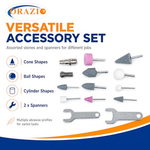 Miniatura 5 de Orazio Kits De Amoladoras Rectas De Aire 16 Piezas, Mini Amoladora Recta Neumática Para Reparación De Neumáticos Y Otras Aplicaciones, Con Accesorios De 3mm 6mm 212505b