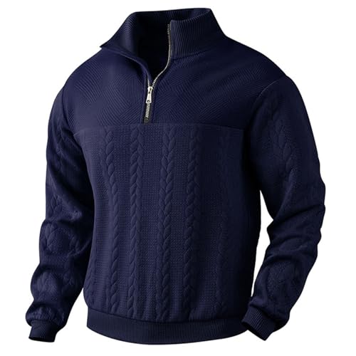 Quarter Zip Sweatshirts for Men Casual Stand Collar Long Sleeve Polo Sweater Lightweight Solid Color Pullover Tops