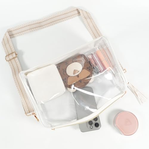 Image of Clear Crossbody Bag Stadium Approved Clear Purse - Transparent Messenger Bag with Front Pocket