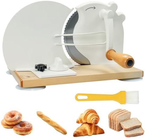 New Upgrade Manual Bread Slicer for Homemade Sourdough Bread,Adjustable Thickness Bread Slicer with Hand Crank,Premium Stainless Steel & Powerful Suction Cups