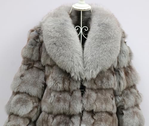 Women's Genuine Fox Fur Coat Thick Warm Fur Jacket Winter Outerwear3