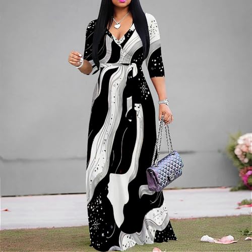 Image of PinkPatty Plus Size Maxi Dress for Women 3 /4 Sleeve Casual Long Dress
