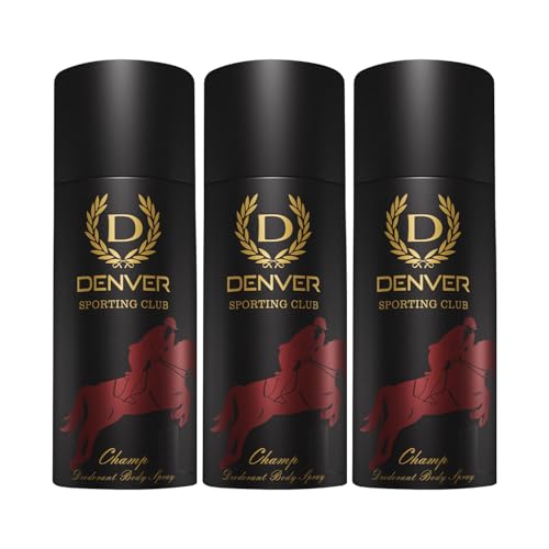 Image of DENVER Sporting Club Champ Deodorant - 150ML Each, Pack of 3 |Long Lasting Deo Body Spray - For Men