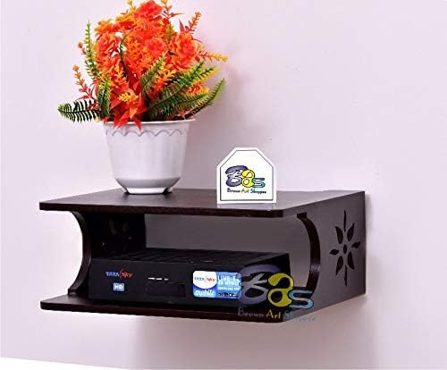 Image of Set Top Box Stand Wall Shelf & WiFi Modem Display Rack for Living Room (Z Black)
