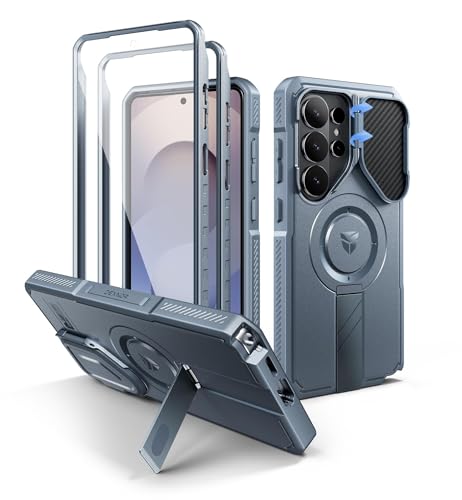 Image of Dexnor for Samsung Galaxy S26 Ultra Case with Camera Cover & Adjustable Kickstand & Screen Protector, Compatible with MagSafe, Rugged Shockproof Bumper Cases Magnetic Protective Cover(2026),Navy Blue
