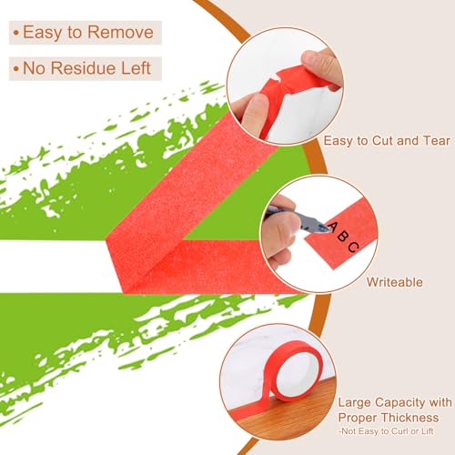 Image of PATIKIL Masking Tape 0.4 Inch Wide, 4 Roll 22 Yard Painters Tape Bulk No Residue Craft Tape for Wall Painting Labeling Car Painting Home DIY Flower Crafts Decoration, Red