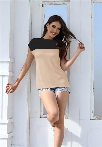 Image of Disamer Cap Sleeve Knit Sweater Tops Sleeveless Vest 2026 Spring Clothes Oversized Summer Tank Trendy Short Sleeve T Shirts