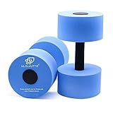 KLOLKUTTA Water Dumbbells, Blue Aqua Dumbbells Set High-Density EVA-Foam Dumbell Resistance for Water Aerobics Fitness and Pool Exercises