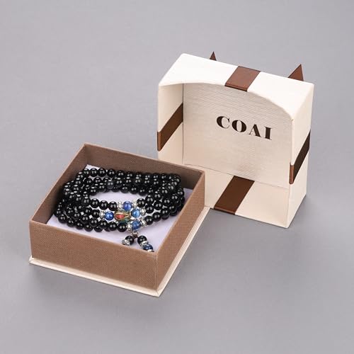 Image of COAI Black Obsidian Stone Bracelet Necklace Mala Beads 108