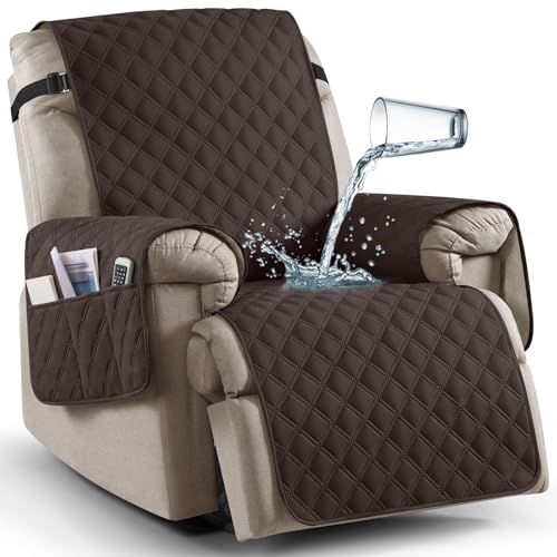 Ruaozz Waterproof Recliner Chair Cover with Pockets