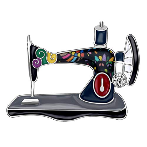 Image of Bonsny Enamel Alloy Rhinestone Sewing Machine Brooches Pin Jewelry For Women Girls Novelty Gift Charms