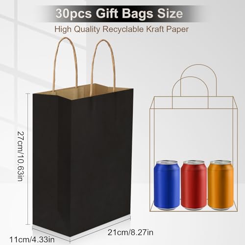 30 Pcs Black Paper Party Bags with Twist Handles - Image 2