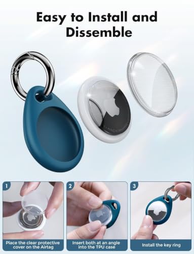 Image of UNBREAKcable AirTag Pendant, Pack of 4 AirTag Key Fob Protective Case, Air Tag Silicone Scratch-Resistant TPU Case, Keyring Cover Case Cover for Keys, Bag, and Dog