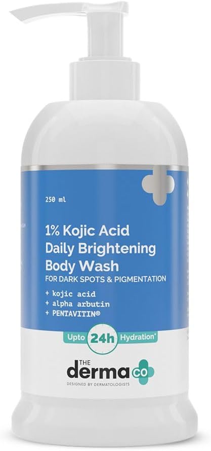 1% Kojic Acid Daily Brightening Body Wash|With Alpha Arbutin|Reduces Dark Spots,Pigmentation & Blemishes|Up to 24 Hour Hydration|Cleanses & Brightens Skin|For All Skin Types|250 ml