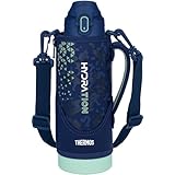 サーモス 水筒 真空断熱スポーツボトル 1L ネイビーミント 保冷専用 子供用 ポーチ付き 肩に優しいストラップ FJS-1000F NVMT