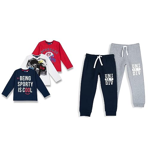 Conjunto Chicco de camiseta y pantalón largo gris y azul para niños
