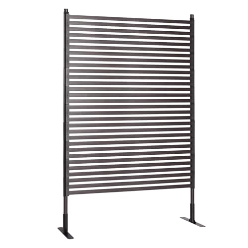 Lalahoni Metal Privacy Screen Panel Outdoor, Patio Freestanding Space Decorative, 3.5ft W X 6ft H Slatted Decorative Privacy Screen and Panels with Stand, Dark Brown, 1 PC, RJ-TYWL-110x180-DJ by lalahoni - Image 7