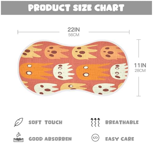 4 Pack Baby Burp Cloths, Soft Absorbent Burping Cloths for Babies, Cotton Milk Spit Up Rags, Large Size for Newborns, Baby Boys and Girls (Orange Whimsical Spirits)4