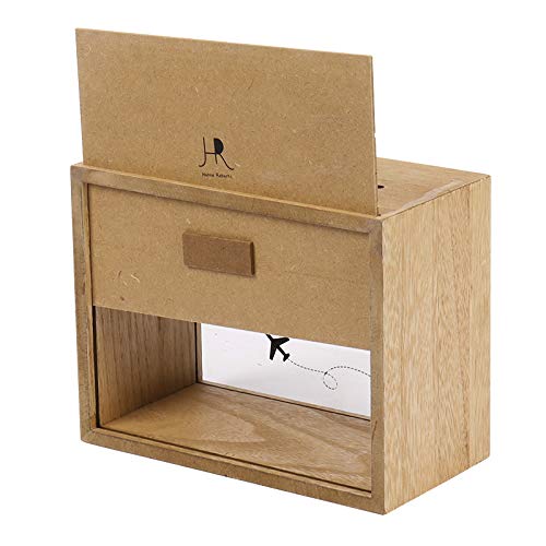 Hanna Roberts Card and Adventure Fund Wood Box with World Map and Plane Design for Weddings, Birthdays, Graduations, Baby and Bridal Showers, 9" x 5.5" x 7", Adventure Fund