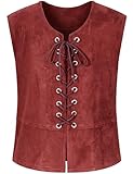 Kids Pirate Renaissance Vest for Boys Costumes Medieval Viking Steampunk Gothic Waistcoat Halloween Cosplay 10-11Years Red