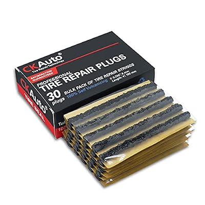 CKAuto 30pcs 4" Black Tire Repair Strings, Automotive Tool Tire Repair Plugs for Tubeless Off-Road Tires Car, Bike, ATV, UTV, Wheelbarrow, Mower