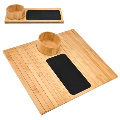 Avis KYYGKY Plateau canapé bambou, porte-gobelet pivotant 360°