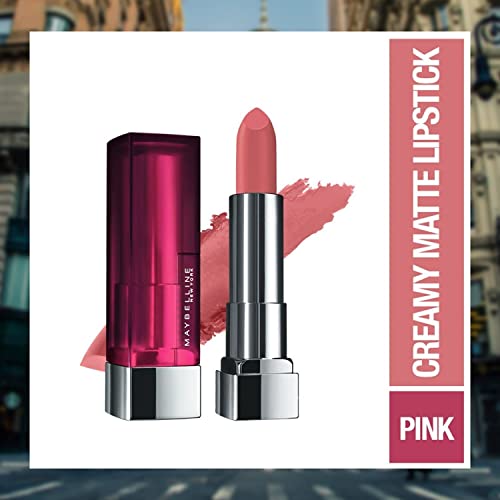 Image of Maybelline New York Matte Lipstick, Intense Colour, Moisturised Lips, Color Sensational Creamy Matte, 806 Indipink Night, 3.9g