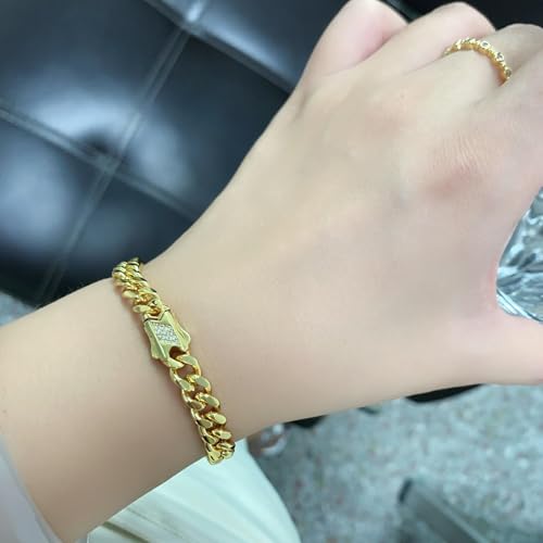 18K gold bracelet, women's light luxury accessory, moissanite solid Cuban chain, men's high-end gift3