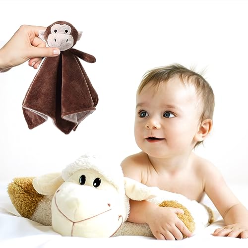 Crevent Cozy Plush Baby Security Blanket Loveys For Baby Boys With Animal Face, Baby Shower/Birthday Gifts For Newborns Infant Toddler (Brown Monkey) #TOP7