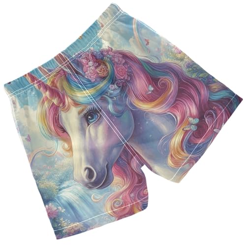 Pigsaly Boys Swim Trunks Beautiful Unicorn with Rainbows Boys Board Shorts Swimsuit Swimwear Summer Bathing Suit 4T2