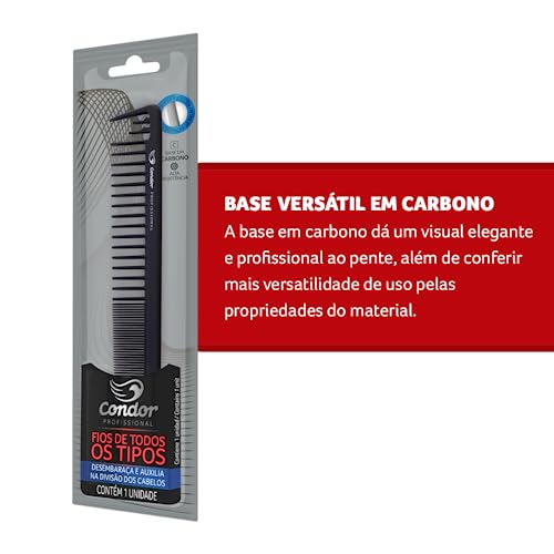 Condor Pente Profissional Em Carbono E Antiestático Preto Pequeno