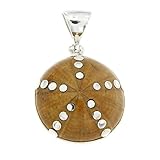 Die zusätzlichen silbernen Nieten an diesem Fossil verleihen diesem eleganten handgefertigten Sterling-Silber-Anhänger ein modernes Aussehen