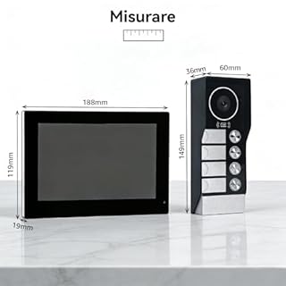 Honmidatek Citofono Bifamiliare, video Citofoni Wi-Fi con monitor Schermi da 7", Campanello con Telecamera per Visione Notturna, Rilevamento Persone, Sblocco Tramite App/RFID badge, Per 4 Famiglie