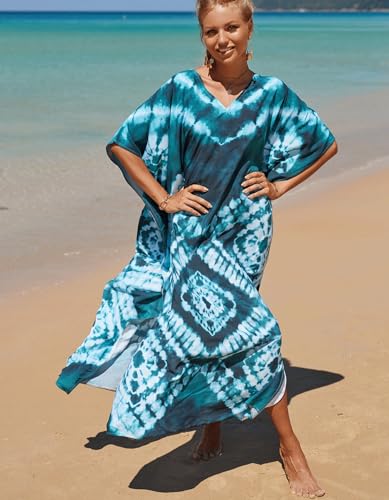 Image of NFVNKJ Women's Plus Size Beach Lounge Kaftan Maxi Dress Swimsuit Coverup for Women