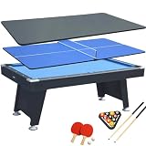 ociotrends billard pliable manhattan 🎱 【ACCESORIOS COMPLETOS INCLUIDOS】 Incluye dos palas de tenis de mesa, red, dos bolas de tenis de mesa, dos tacos de billar, dos tizas, triángulo, cepillo y juego de bolas de billar (resina de poliéster + carbonato de calcio).