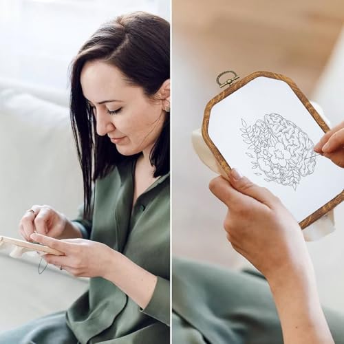 Image of ORIGACH 4 Set Embroidery Kit for Beginners Adults, DIY Human Organ with Flowers Embroidery Starter Kit with Stamped Patterns Instructions Embroidery Hoop Needles Threads for Crafting