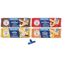 Voortman Bakery Sugar Free Wafers Bundle with Chocolate, Vanilla, Strawberry, Orange Creme, 9 Ounce Pack of 4, and Make Your Day Bag Clip