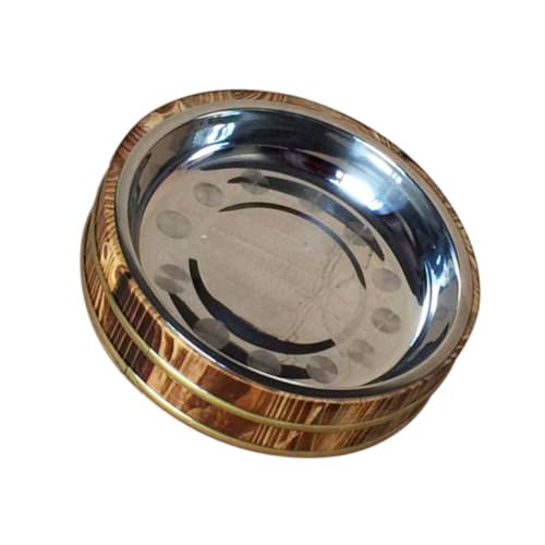 Holibanna 1Pieza Tazón De Arroz De Madera Forma De Barril Creativa Para Servir Sushi y Verduras Con Interior Inoxidable Para Sopa y Tofu