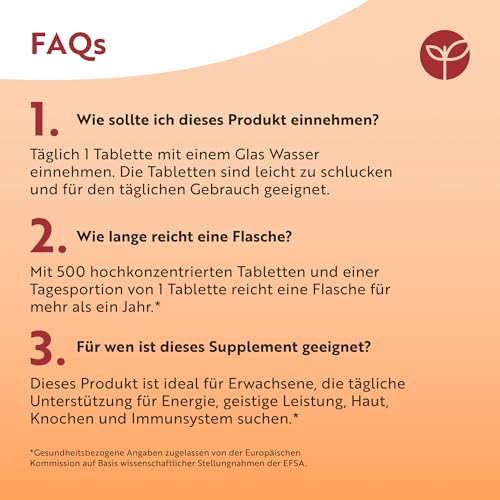 Nutravita Vitamin B Komplex mit Vitamin C + D + Biotin - 500 Tabletten für +1 Jahr Vorat, Stoffwechsel, Psychische Funktion, Nervensystem (EFSA)