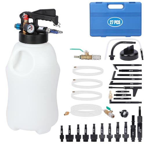 PLAYOCCAR 10L Juego Bomba Líquido Transmisión Sistema Llenado Manual ATF con 27PCS Automático Adaptadores Llenado Líquido Transmisión ATF, Extractor Dispensador Sistema Relleno