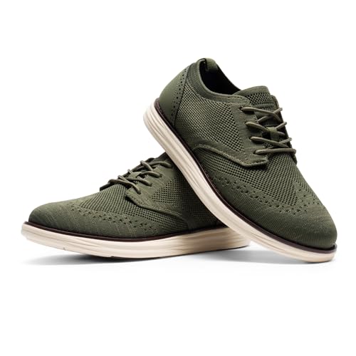 Bruno Marc Men's KnitFlex Craft Mesh Oxfords Sneakers Casual Dress Lace-Up Lightweight Walking Shoes,Size 10,6-Green,SBOX2406M