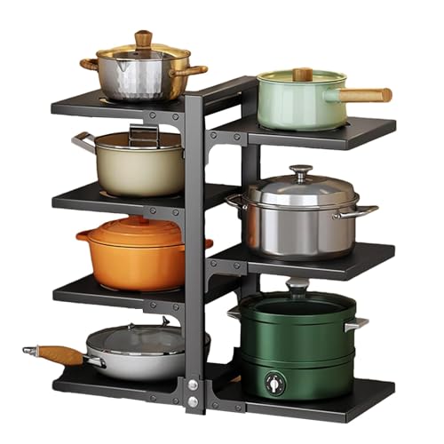 Adjustable 7-Tier Saucepan Organiser Rack - Heavy Duty Pot Storage Solution for Your Kitchen Cabinet