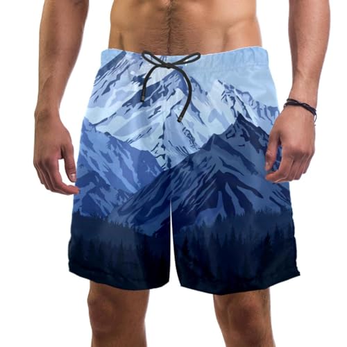 Short de bain homme montagnes à séchage rapide pour la plage