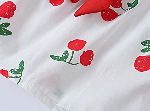Mercatoo Vestido infantil para meninas, sem mangas, floral, coração, verão, suspensório, 12 meses a