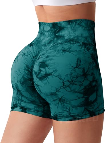 Image of YEOREO Women High Waist Workout Yoga Gym Smile Contour Seamless Cycling Shorts