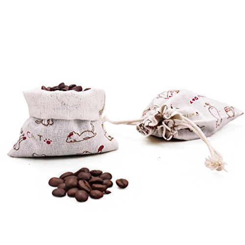 Amariver 24 Pcs Cute Cat Burlap Drawstring Bag Double Drawstring Linen Bags Reusable Linen Pouches, Perfect for Jewelry Pouch, Wedding Birthday Parties Favor, Gift/Candy Bags, Set of 24 - Thumbnail 3