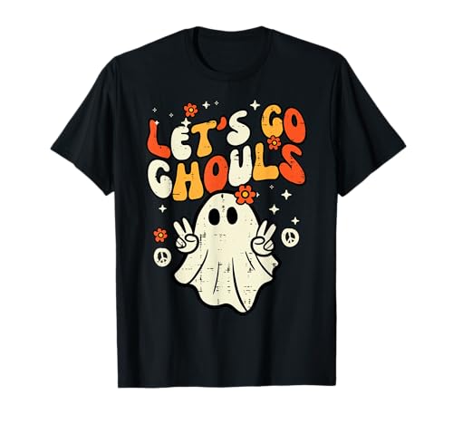 Halloween Lets Go Ghouls Ghost Retro Costume Women Girl Kids T-Shirt cover