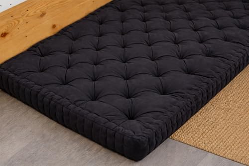 Image of ATOOTFUSION Soft Cotton Floor Box Mattress, 5-Inch Thick, Foldable, Movable, Medium Firm, Solid Colored (Dark Grey, Queen 48X72X5 Inches)