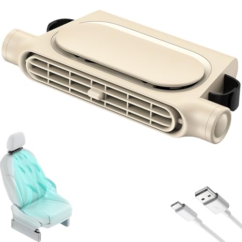 Image of Car Seat Fan for Backseat for Kids, Mini Portable Battery Operated Back Seat Baby Quiet Headrest Neck Cooling AC Fan with 3 Adjustable Wind Speeds for All Cars Vehicle RV Truck(BEIGE)